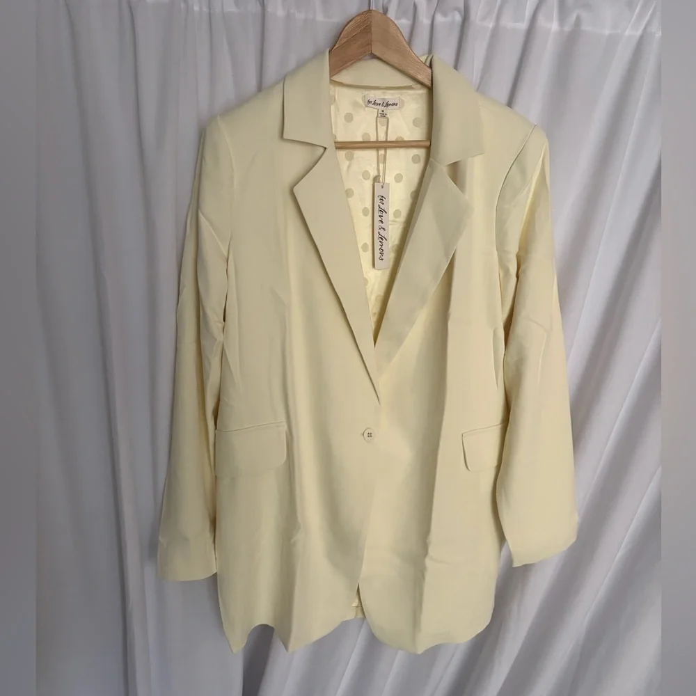 For Love & Lemons NWT “Courtney” Yellow Boyfriend Blazer Sz M - Picture 2 of 6